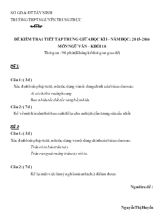 Đề kiểm tra 1 tiết tập trung giữa học kì I - Năm học 2015- 2016 môn Ngữ văn  Khối 10